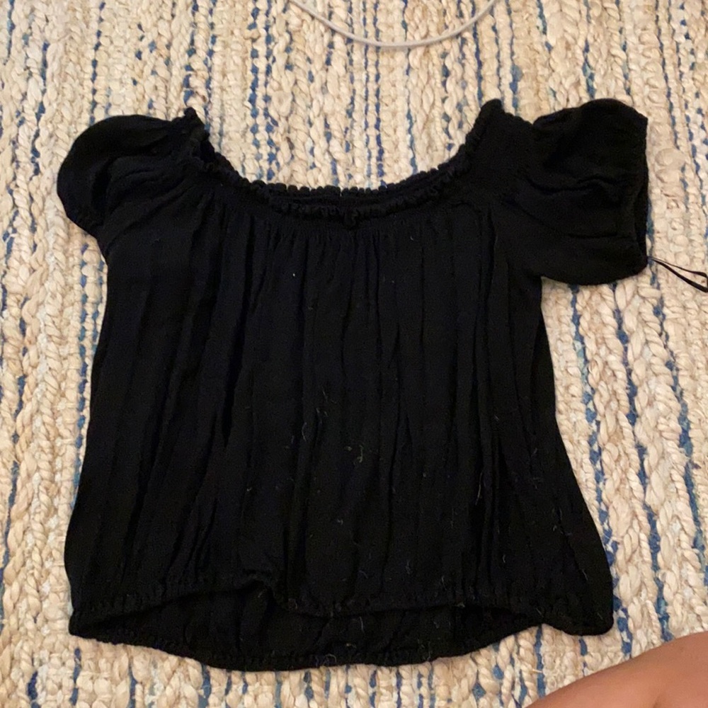 Black Off the Shoulder Crop Top